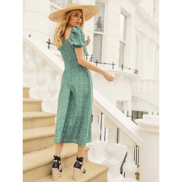 Coming Soon Floral Print Square Neck Dress Green - Picture 4 of 4